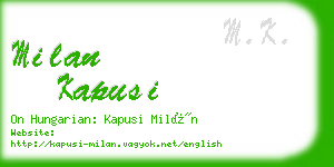 milan kapusi business card